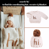 Hi. Hand Knit Baby Blanket Pecan