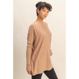 Boat Neck Batwing Sleeve Relaxed Sweater