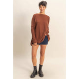 Boat Neck Batwing Sleeve Relaxed Sweater