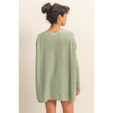 Boat Neck Batwing Sleeve Relaxed Sweater