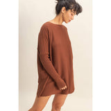 Boat Neck Batwing Sleeve Relaxed Sweater