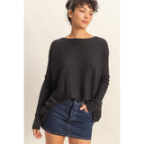 Boat Neck Batwing Sleeve Relaxed Sweater