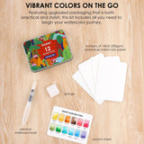 Watercolor Pocket Set Of 12 With Brush - Landscape Colors
