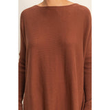 Boat Neck Batwing Sleeve Relaxed Sweater
