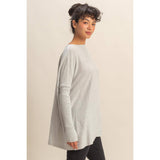 Boat Neck Batwing Sleeve Relaxed Sweater