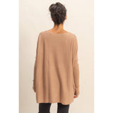 Boat Neck Batwing Sleeve Relaxed Sweater