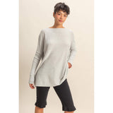 Boat Neck Batwing Sleeve Relaxed Sweater