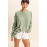 Boat Neck Batwing Sleeve Relaxed Sweater