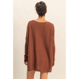 Boat Neck Batwing Sleeve Relaxed Sweater