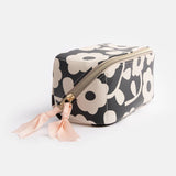 Charcoal Mono Flower Cosmetic Bag