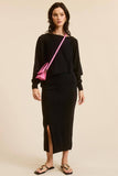Asymmetrical Knit Top & Midi Skirt Matching Set