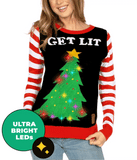 Get Lit Women's Light Up Tree Ugly Christmas Sweater