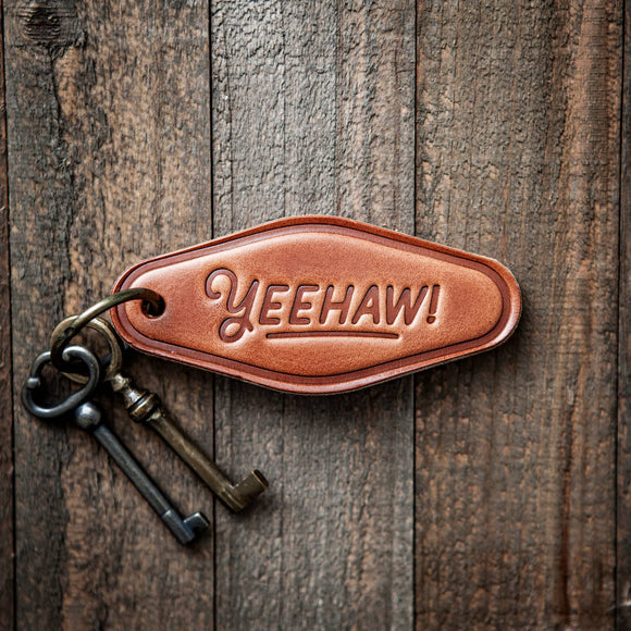 Yeehaw! Leather Keychain Motel Style