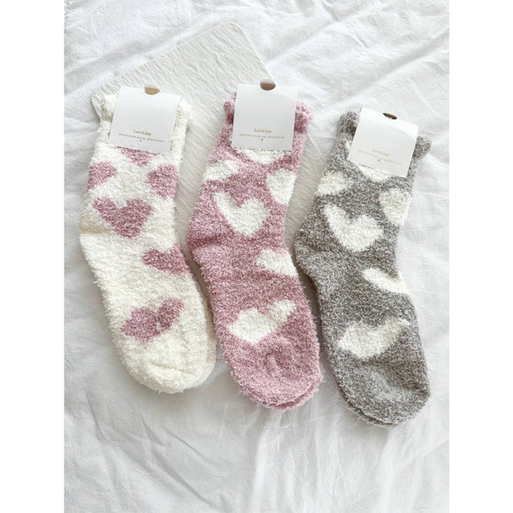 Lovely Heart Fuzzy Socks