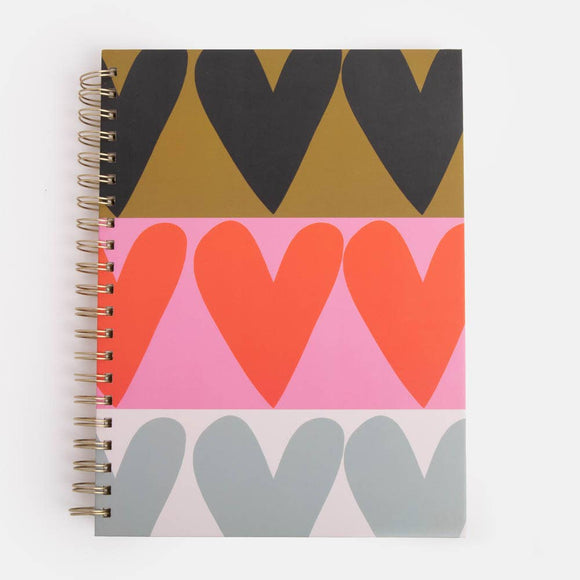 Colourblock Hearts Spiral A4 Notebook