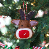 Red Nose Reindeer Felt Wool Ornament