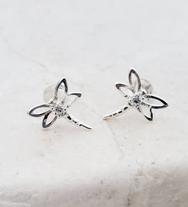 Silver Dragonfly Studs