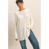 Boat Neck Batwing Sleeve Relaxed Sweater