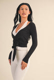 Long Sleeve V Neck Wrap Top