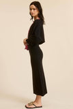 Asymmetrical Knit Top & Midi Skirt Matching Set