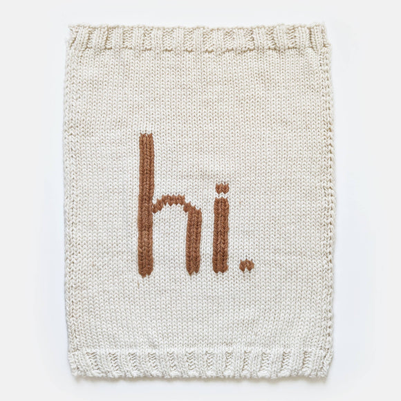 Hi. Hand Knit Baby Blanket Pecan