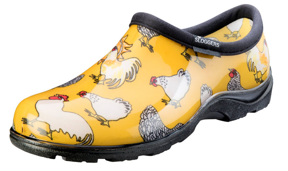 Women's garden Shoe, Chicken Print Yellow