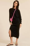 Asymmetrical Knit Top & Midi Skirt Matching Set