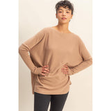 Boat Neck Batwing Sleeve Relaxed Sweater