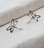 Silver Dragonfly Studs