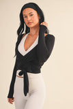 Long Sleeve V Neck Wrap Top