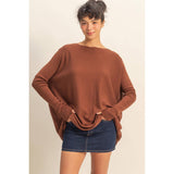 Boat Neck Batwing Sleeve Relaxed Sweater