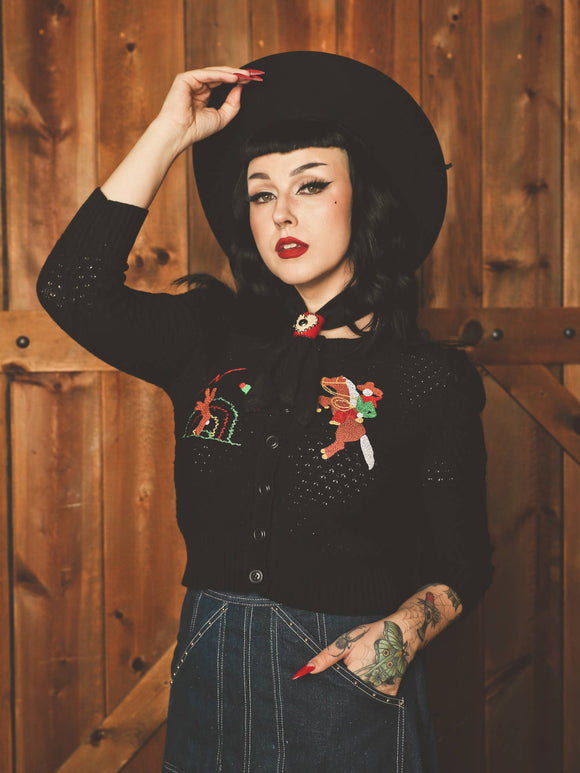 Head West! Cropped Cardigan in Black