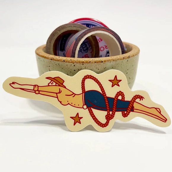 Diving Cowgirl Sticker