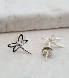 Silver Dragonfly Studs