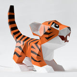 Baby Tiger Dual-Use Origami Model, Animal Lamp