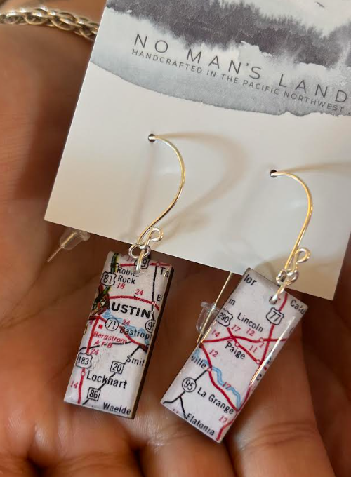 Austin Vintage Map Earrings