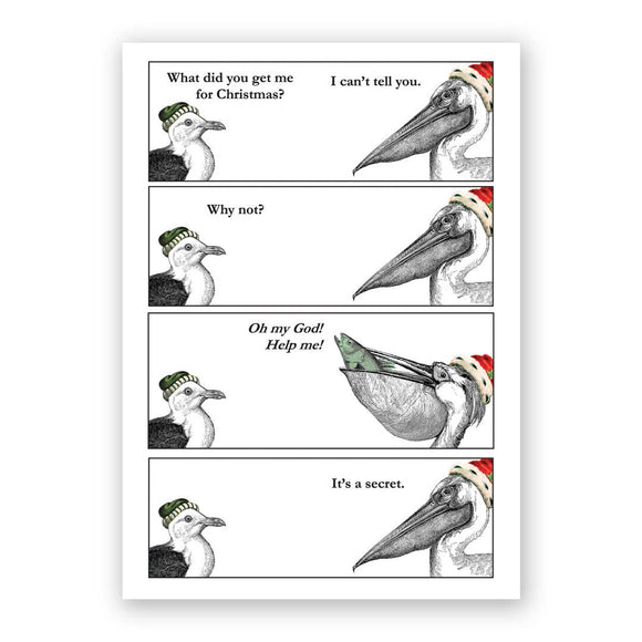 Seagull and Pelican Christmas Greeting Card