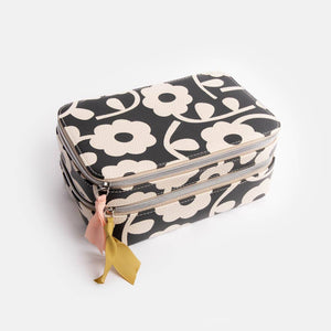 Charcoal Mono Flower Make Up Bag Organiser