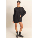 Boat Neck Batwing Sleeve Relaxed Sweater