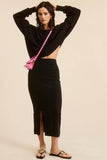 Asymmetrical Knit Top & Midi Skirt Matching Set