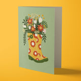 Spring Wellies |  Floral Countryside Greeting Card