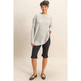 Boat Neck Batwing Sleeve Relaxed Sweater