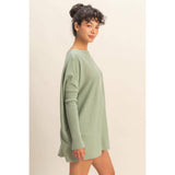 Boat Neck Batwing Sleeve Relaxed Sweater