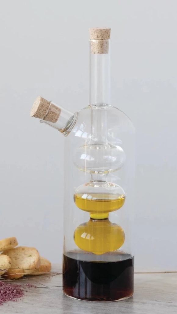 Glass Oil and Vinegar Cruet with Cork Stoppers