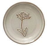 Stoneware Dish with Embossed Flower