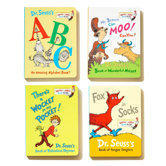 Little Green Boxed Set of Bright and Early Board Books: Fox in Socks; Mr. Brown Can Moo! Can You?; There's a Wocket in My Pocket!; Dr. Seuss's ABC