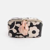 Charcoal Mono Flower Cosmetic Bag