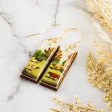 Vintage Cow Farm Rectangle Earrings