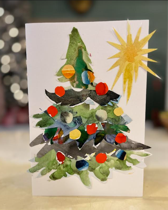 07-19- *Christmas in JULY*Multi-Media Watercolor Collage Holiday Card Workshop - July 19 (6-8pm)