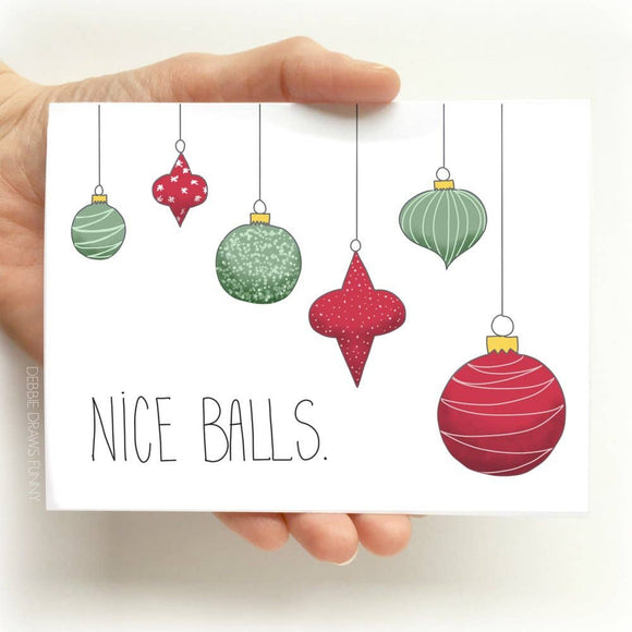 Nice Balls Christmas Card Holiday Card